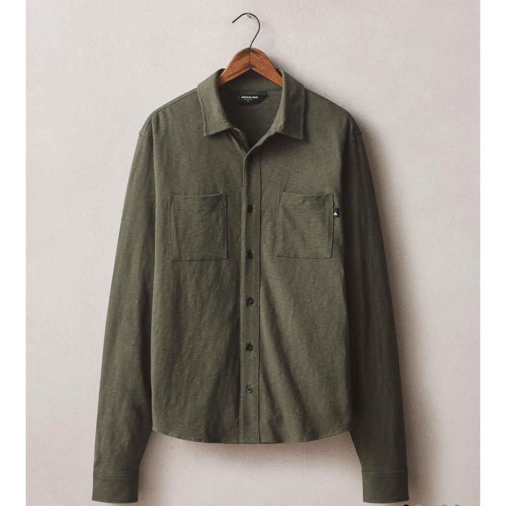 NWOT American Giant Mens Premium Slub‎ Button Up Long Sleeve Shirt XL Green